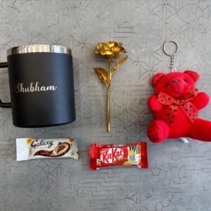 Personalised Photo Mug, Rose, Teddy & Chocolate Gift Combo | Valentine Anniversary Gift for Couple Him Her
