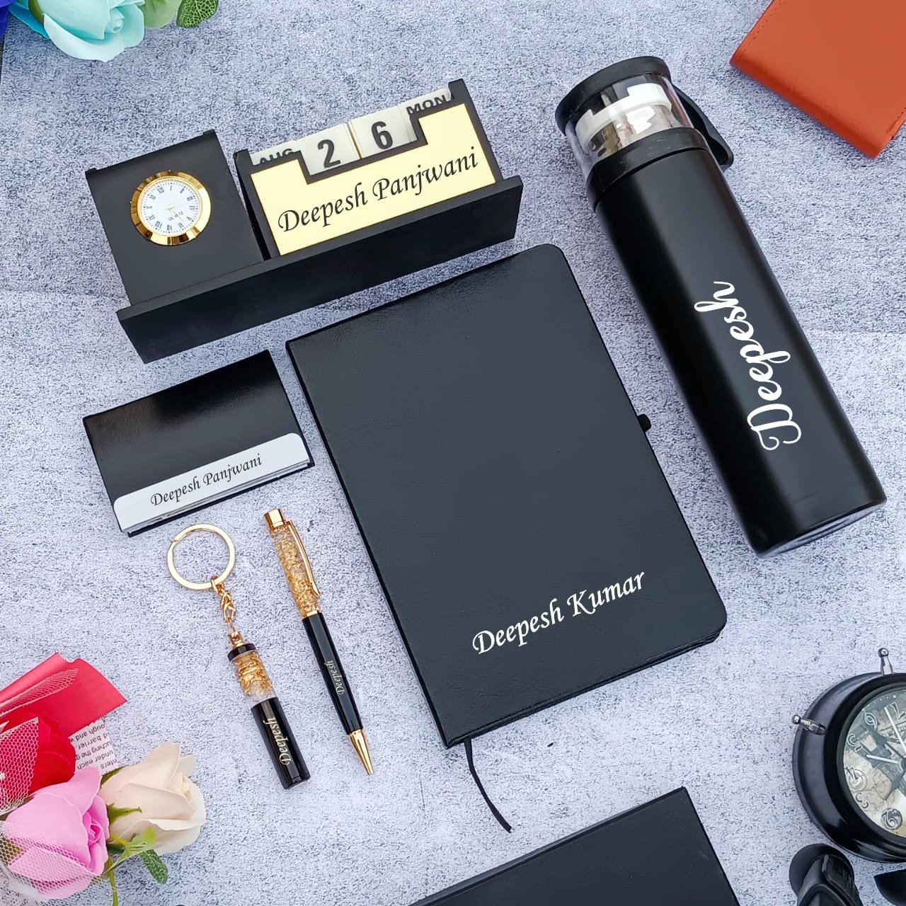 personalised professional diary pen bottle keychain watch combo personalised gift combo