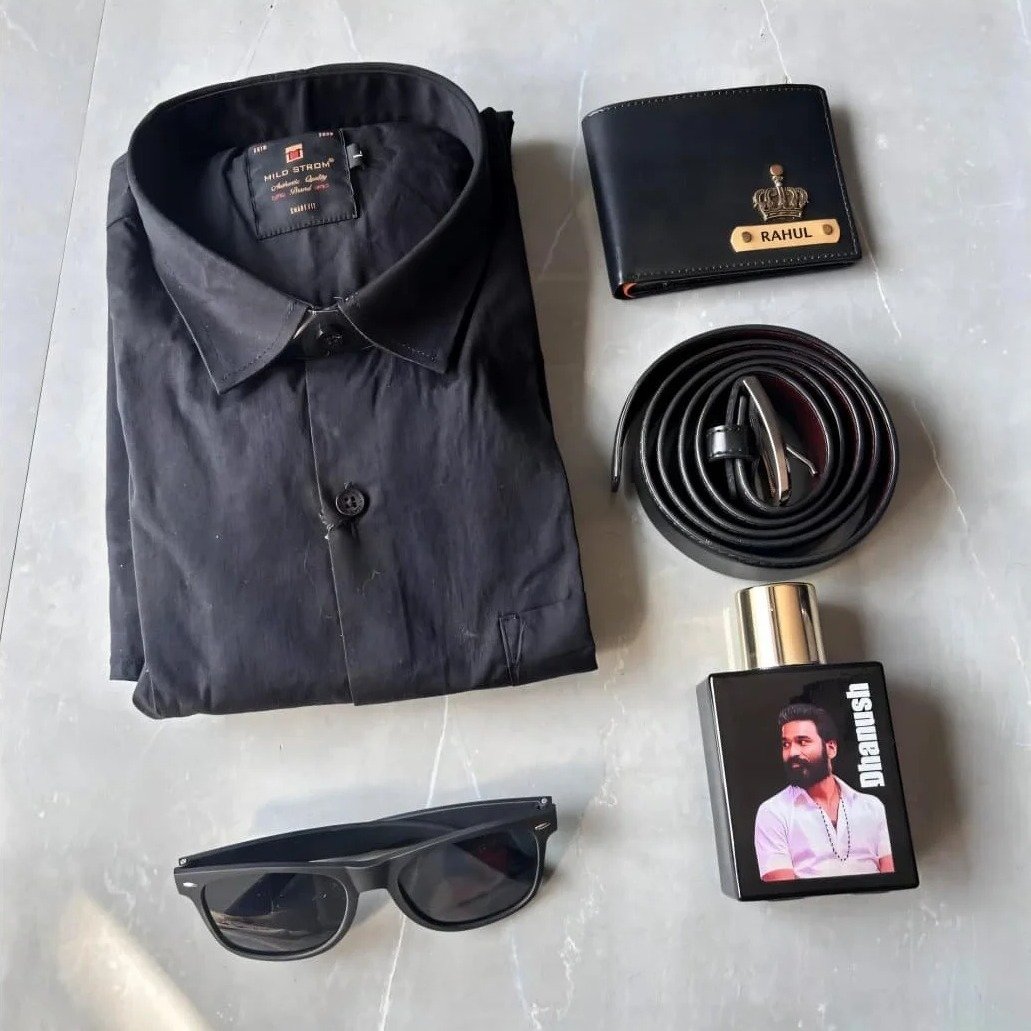 Personalised Shirt Hamper with Wallet & Sunglasses – Premium Gift Combo | Birthday Gift for Husband Boyfriend