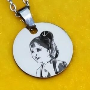 Personalised Sketch Round Pendant Necklace