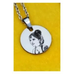 Personalised Sketch Round Pendant Necklace