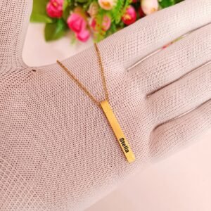 personalised slim bar pendant necklace name personalised gift combo