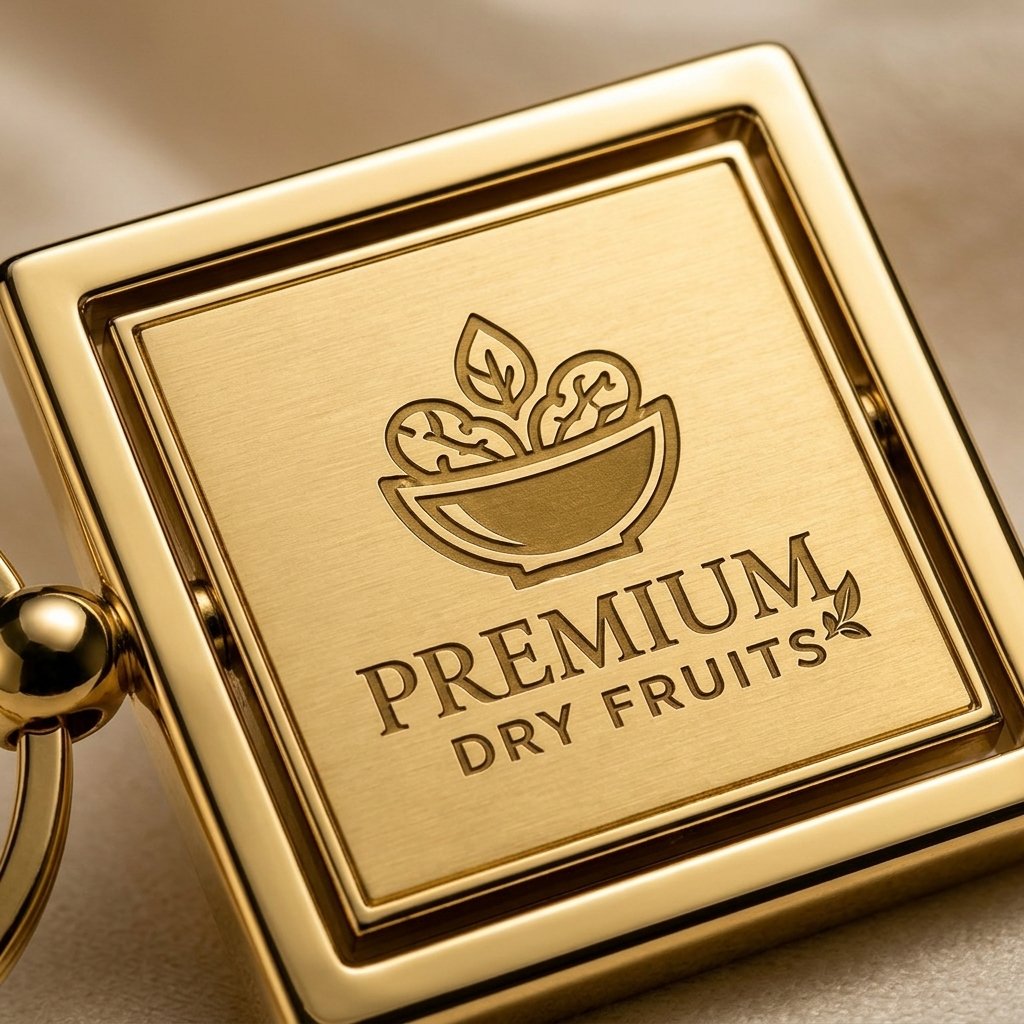 Personalised Square Metal Logo Keychain (Gold) — Corporate Bulk Gift — close-up detail view showing personalisation and craftsmanship