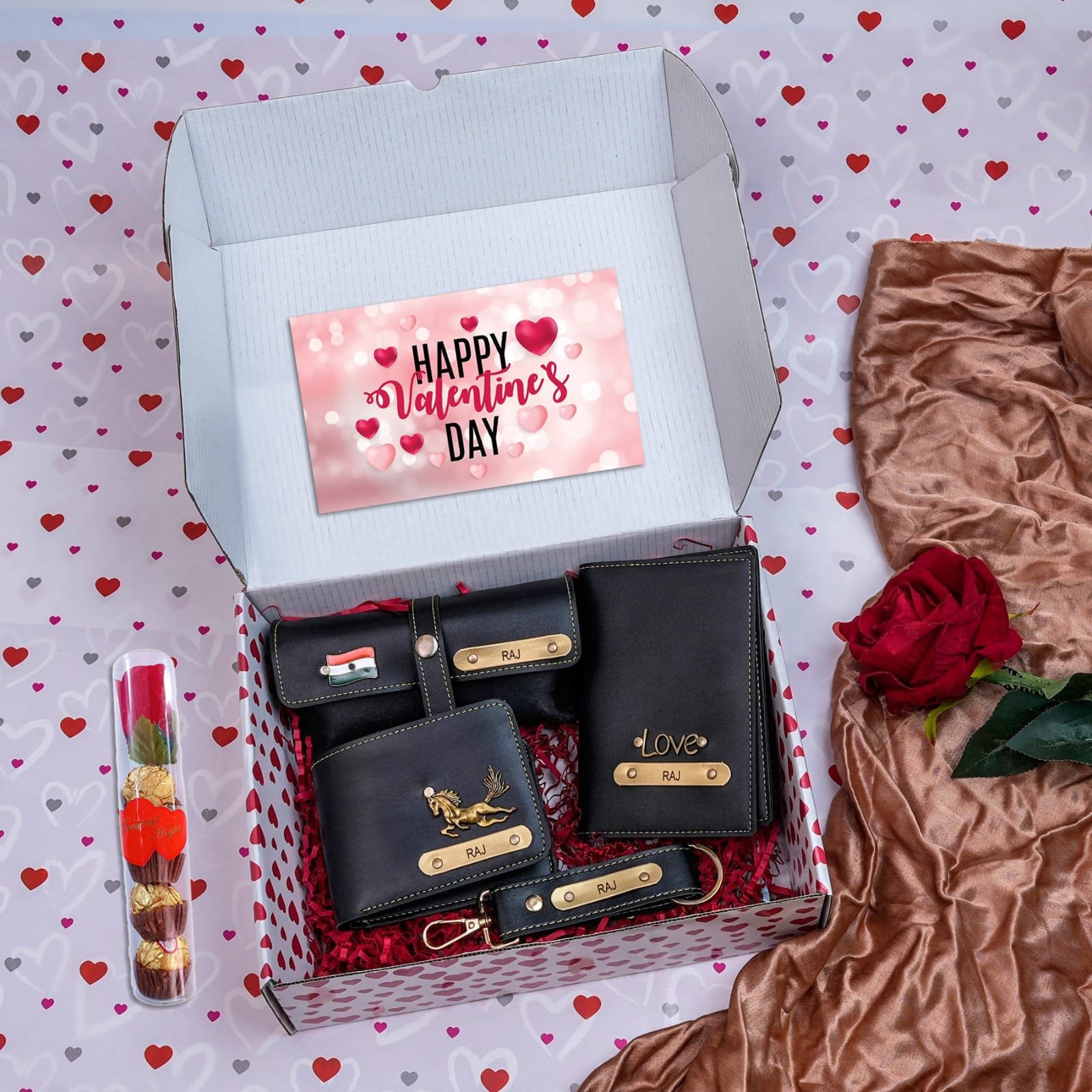 personalised valentine gift box wallet keychain combo personalised gift combo