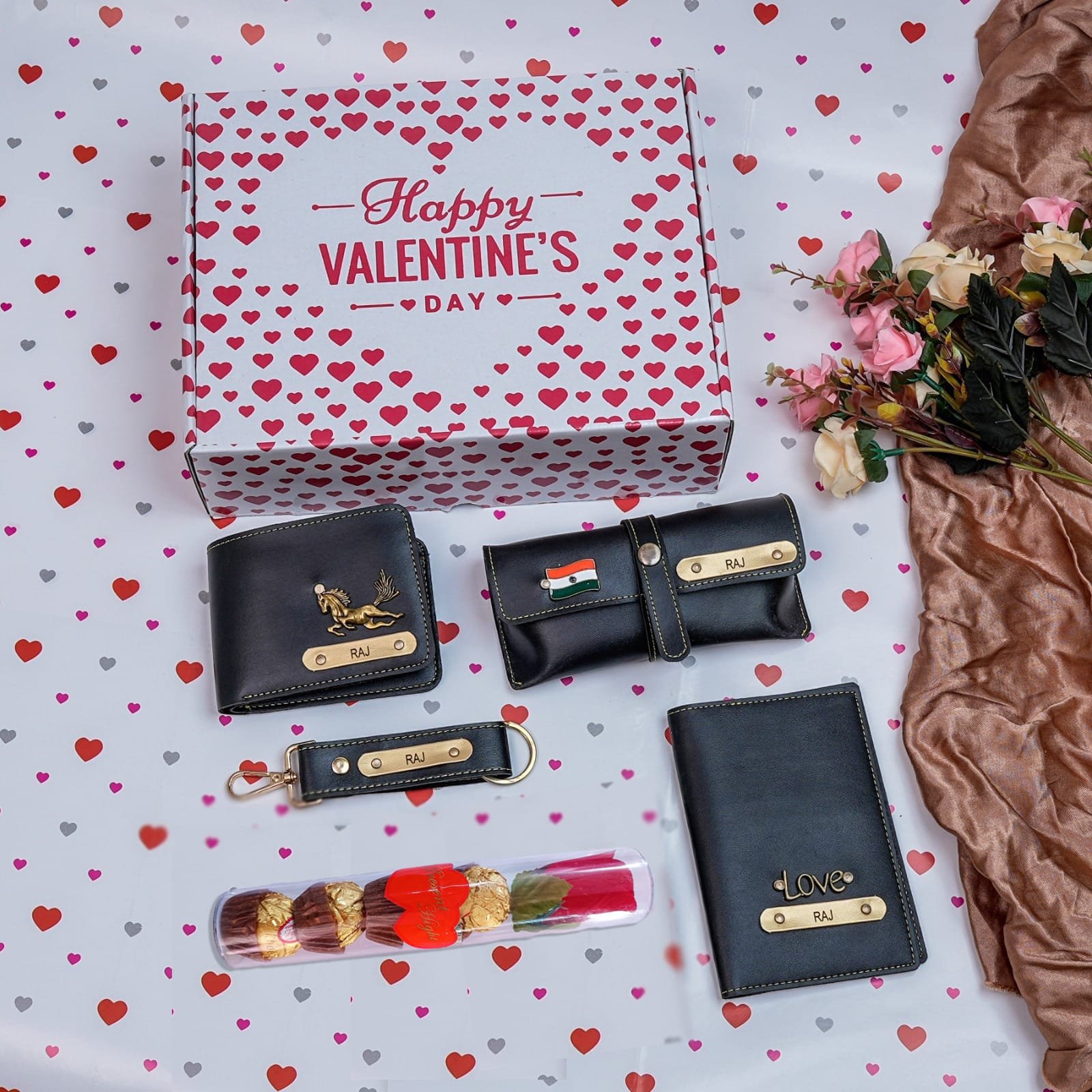 personalised valentine gift box wallet keychain combo personalised gift combo