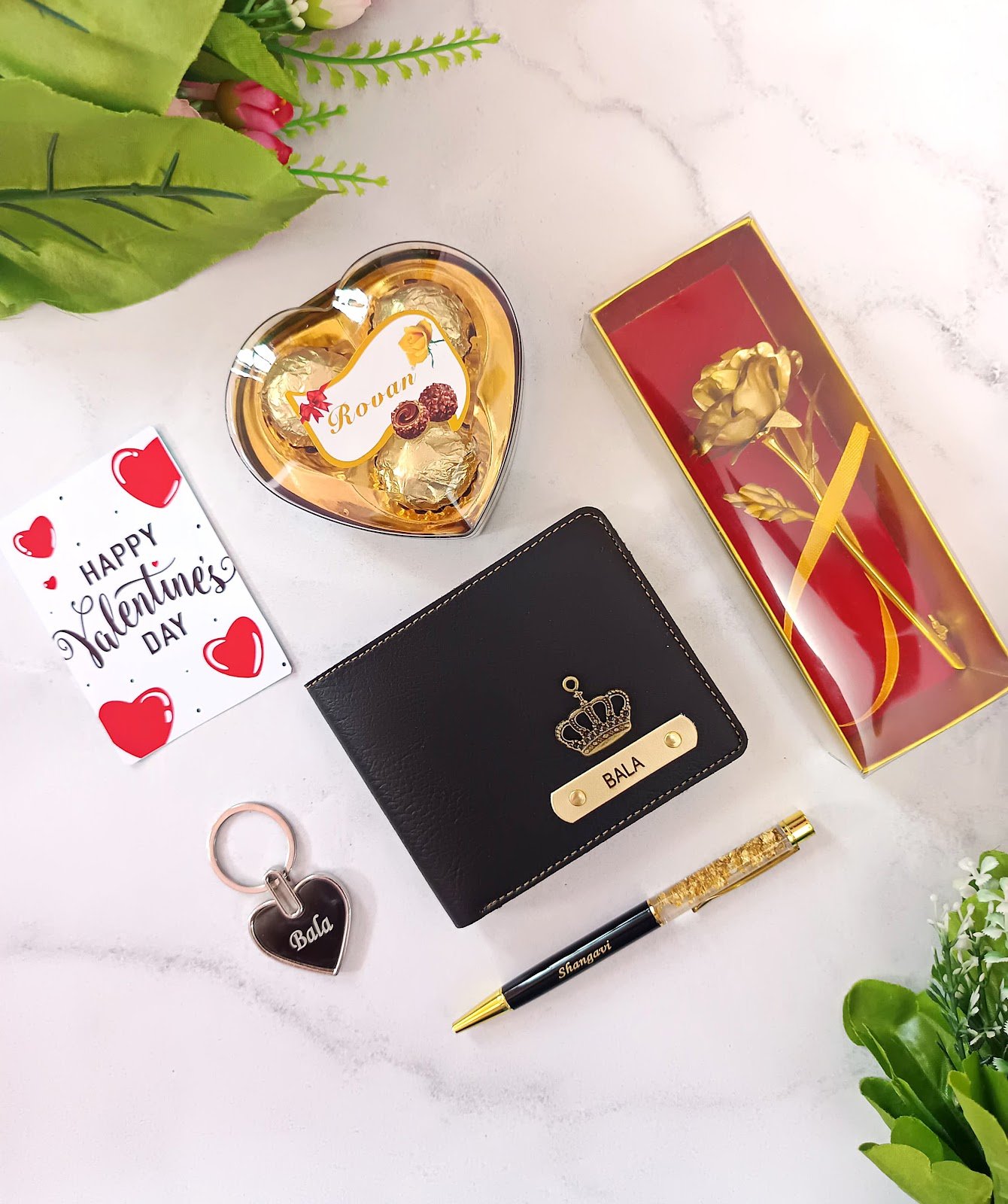 personalised valentine wallet rose chocolate combo personalised gift combo