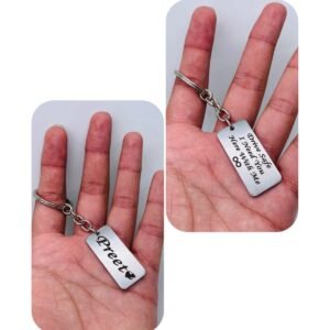 Personalised White Steel Photo Engraved Name Keychain