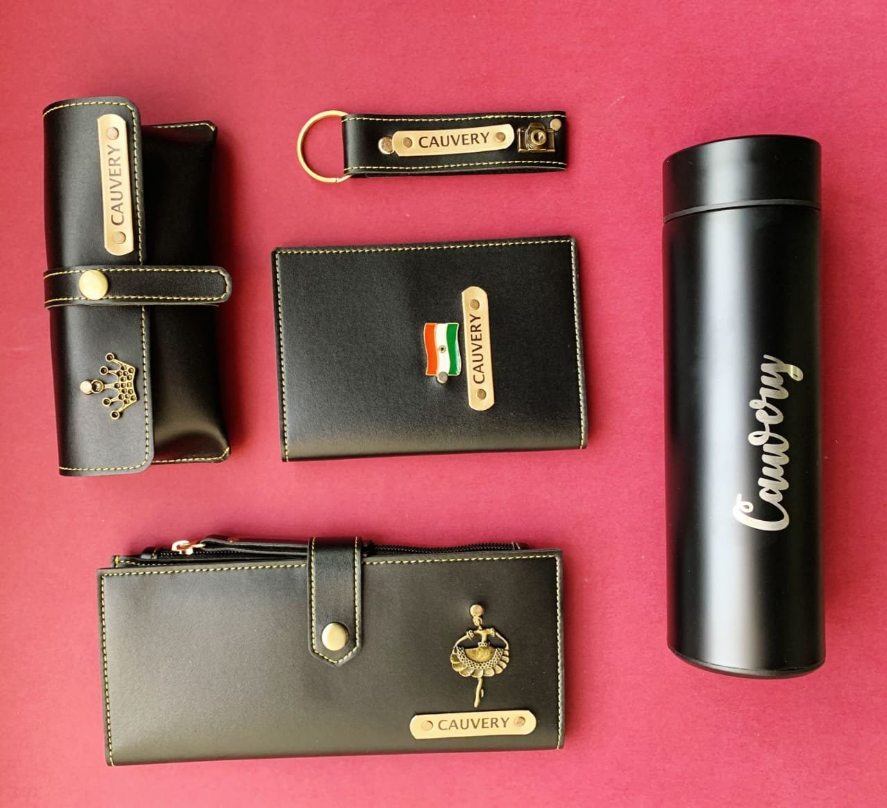 Personalised Women's Wallet & Temperature Bottle Gift Combo | Birthday Anniversary Gift for Her Women — personalised corporate bulk gift with logo engraving, India