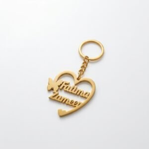 Personalized Heart Name Keychain – Custom Gold Metal Couple Keyring Gift — gift-ready presentation suitable for special occasions