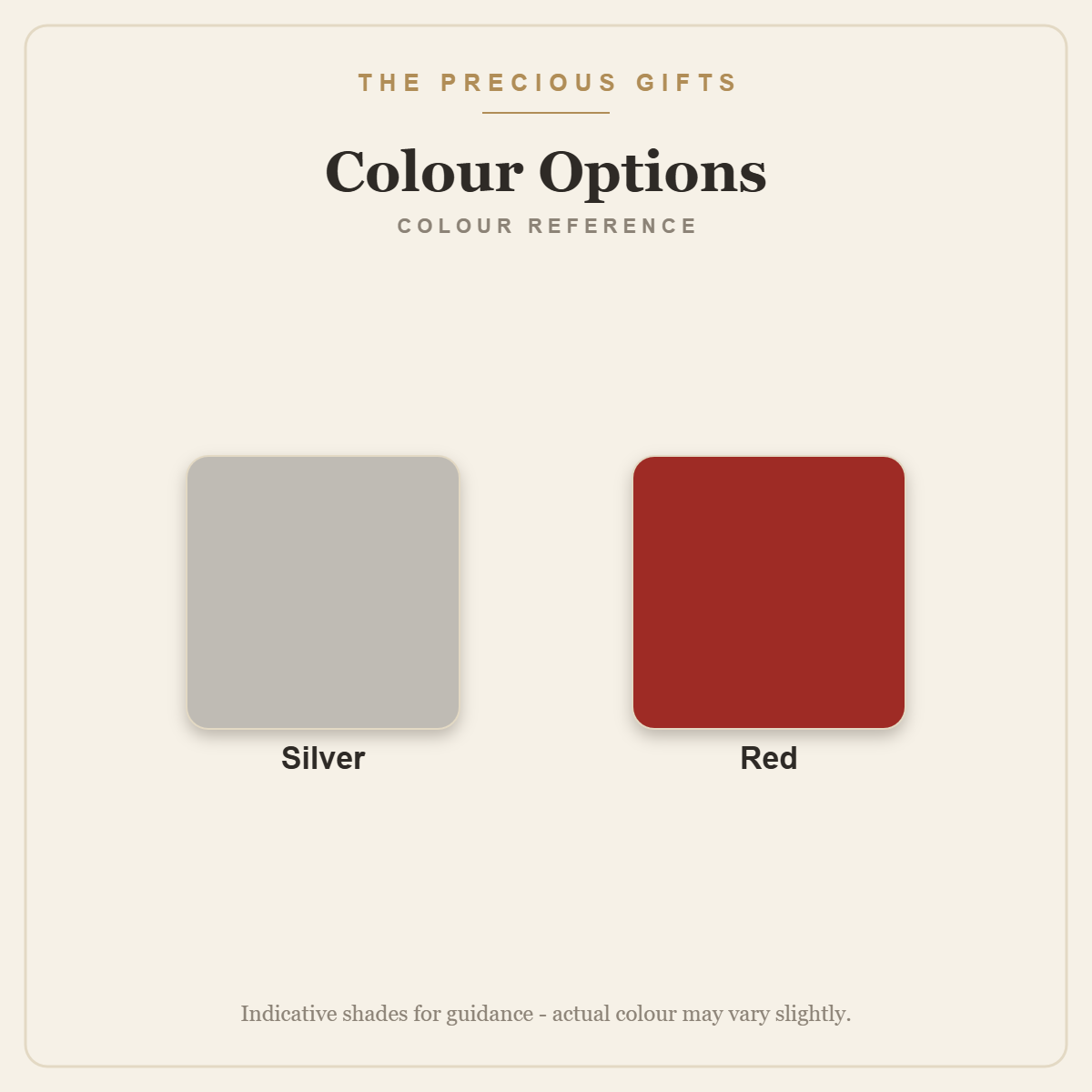 Colour options reference: Silver, Red