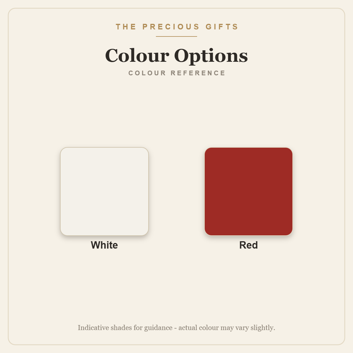Colour options reference: White, Red