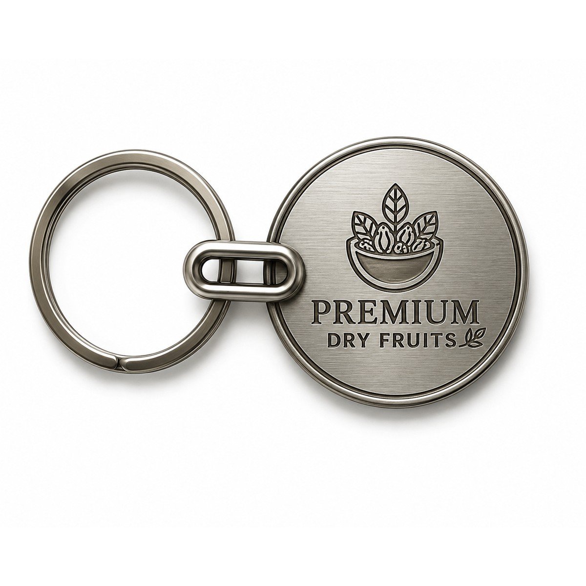 Personalised Round Metal Link Keychain (Silver) for corporate bulk gifting