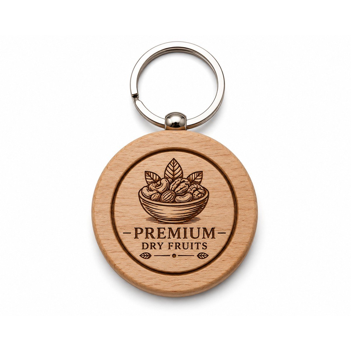 Personalised Round Wooden Keychain (Bordered) for corporate bulk gifting