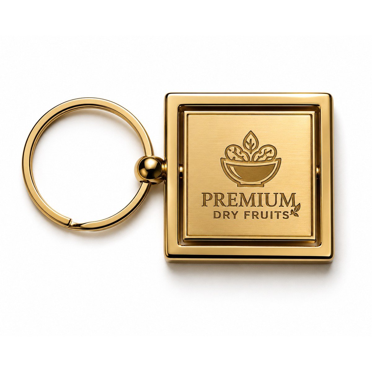 Personalised Square Metal Logo Keychain (Gold) for corporate bulk gifting
