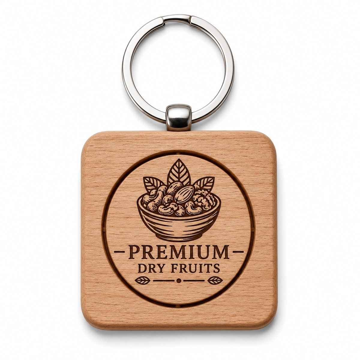 Personalised Square Wooden Keychain (Bordered) for corporate bulk gifting