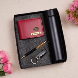 Personalised temperature bottle wallet pen and keychain 4 piece combo