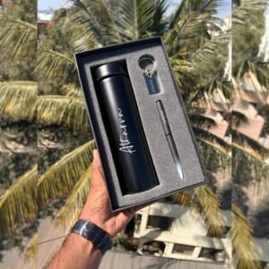 Temperature Water Bottle + Pen + Keychain – 3-in-1 Gift Combo — gift-ready presentation suitable for special occasions