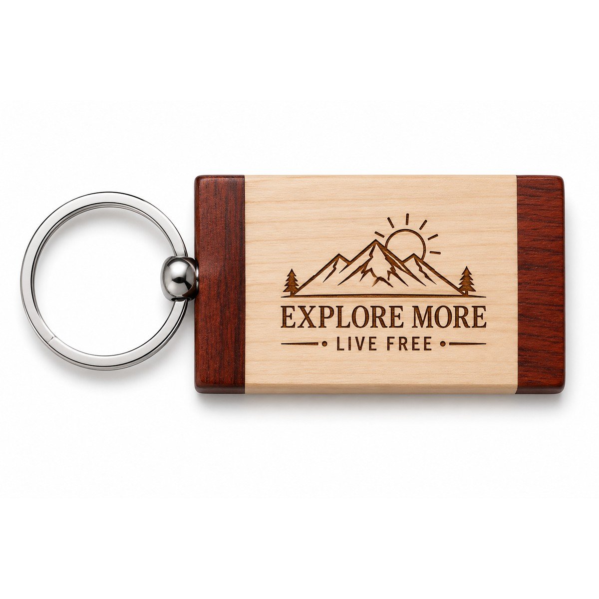 Personalised Two-Tone Wooden Keychain for corporate bulk gifting