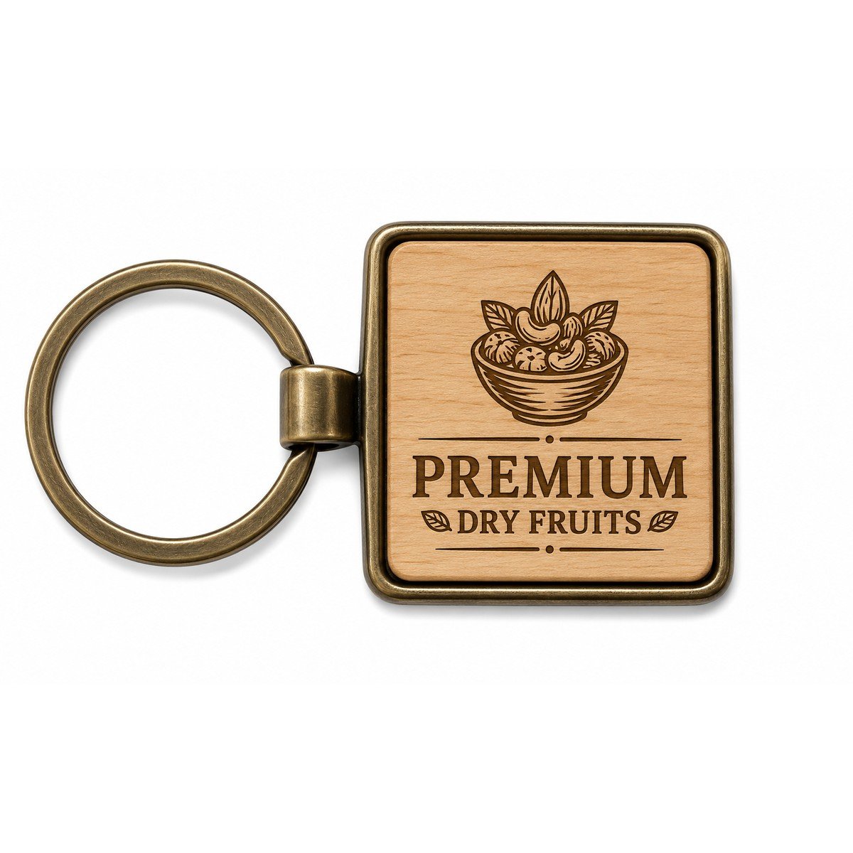 Personalised Wood & Metal Frame Keychain for corporate bulk gifting