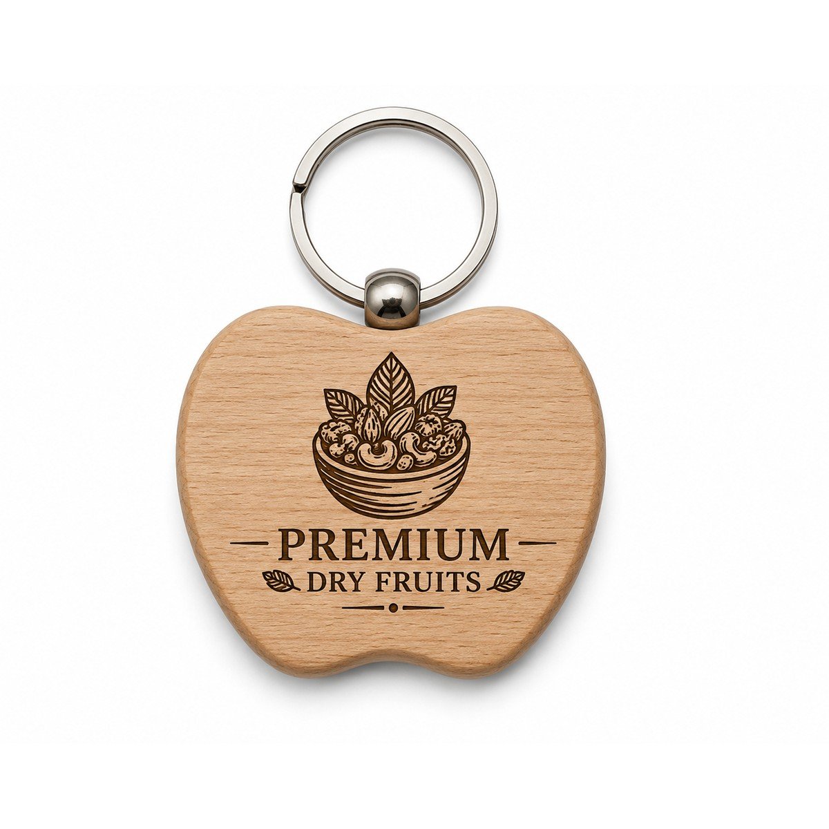 Personalised Apple-Shape Wooden Keychain for corporate bulk gifting