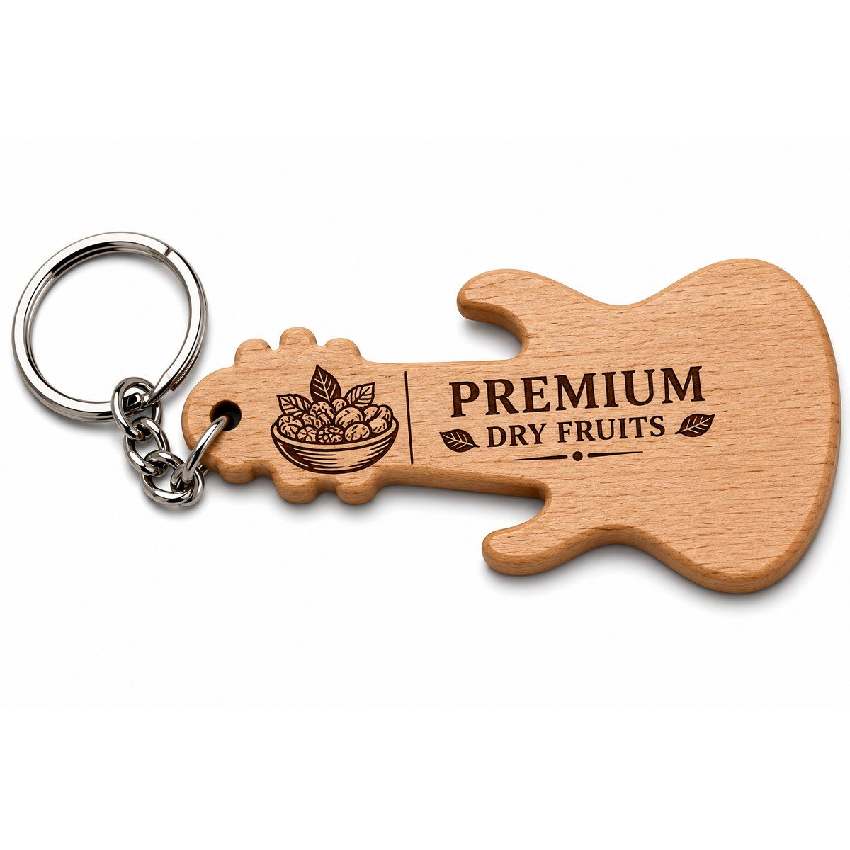 Personalised Guitar-Shape Wooden Keychain for corporate bulk gifting