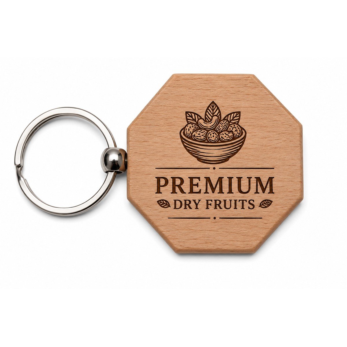 Personalised Octagon Wooden Keychain for corporate bulk gifting