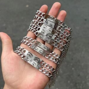 Personalised Photo-Engraved Men's Bracelet — Stainless Steel Chain