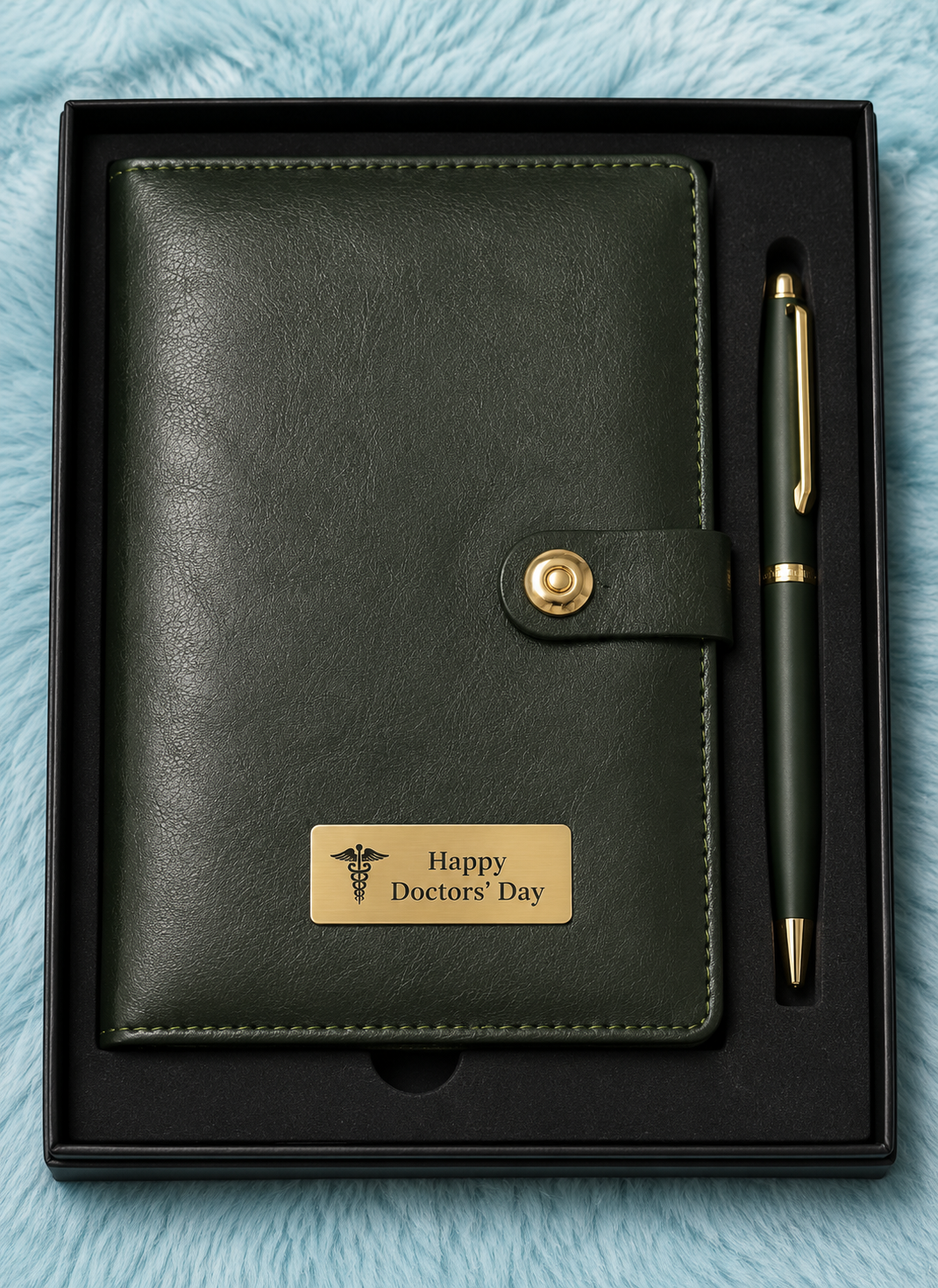 Personalised Doctors' Day Leather Diary & Pen Set (Green) - Image 2