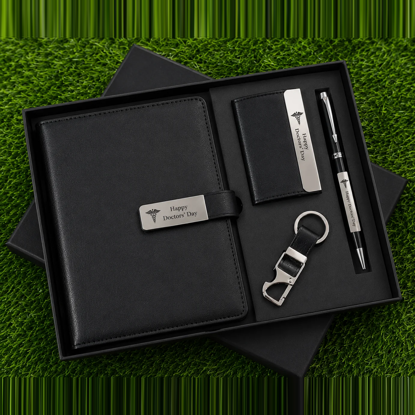 Personalised Doctors' Day 4-Piece Gift Set — Diary, Card Holder, Keychain & Pen