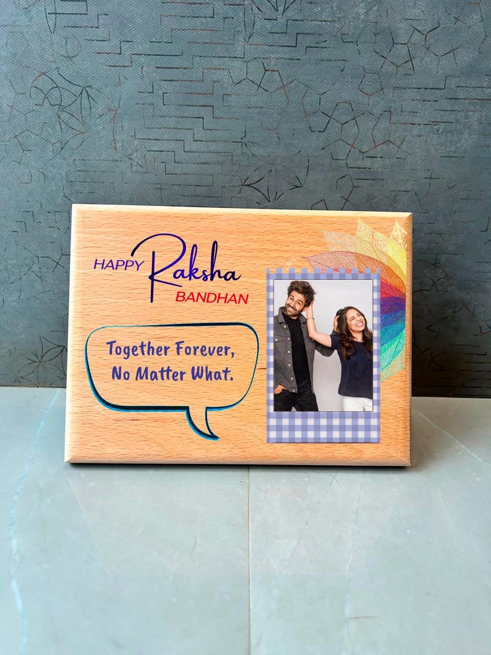 Personalised Photo Frame with Quote – Mango Wood Print, 6×8 & 8×8 | Custom Photo Gift - Image 4