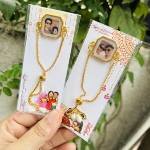 Personalised Photo Rakhi for Brother – Resin Set Photo Frame Rakhi with Adjustable Gold-Tone Chain