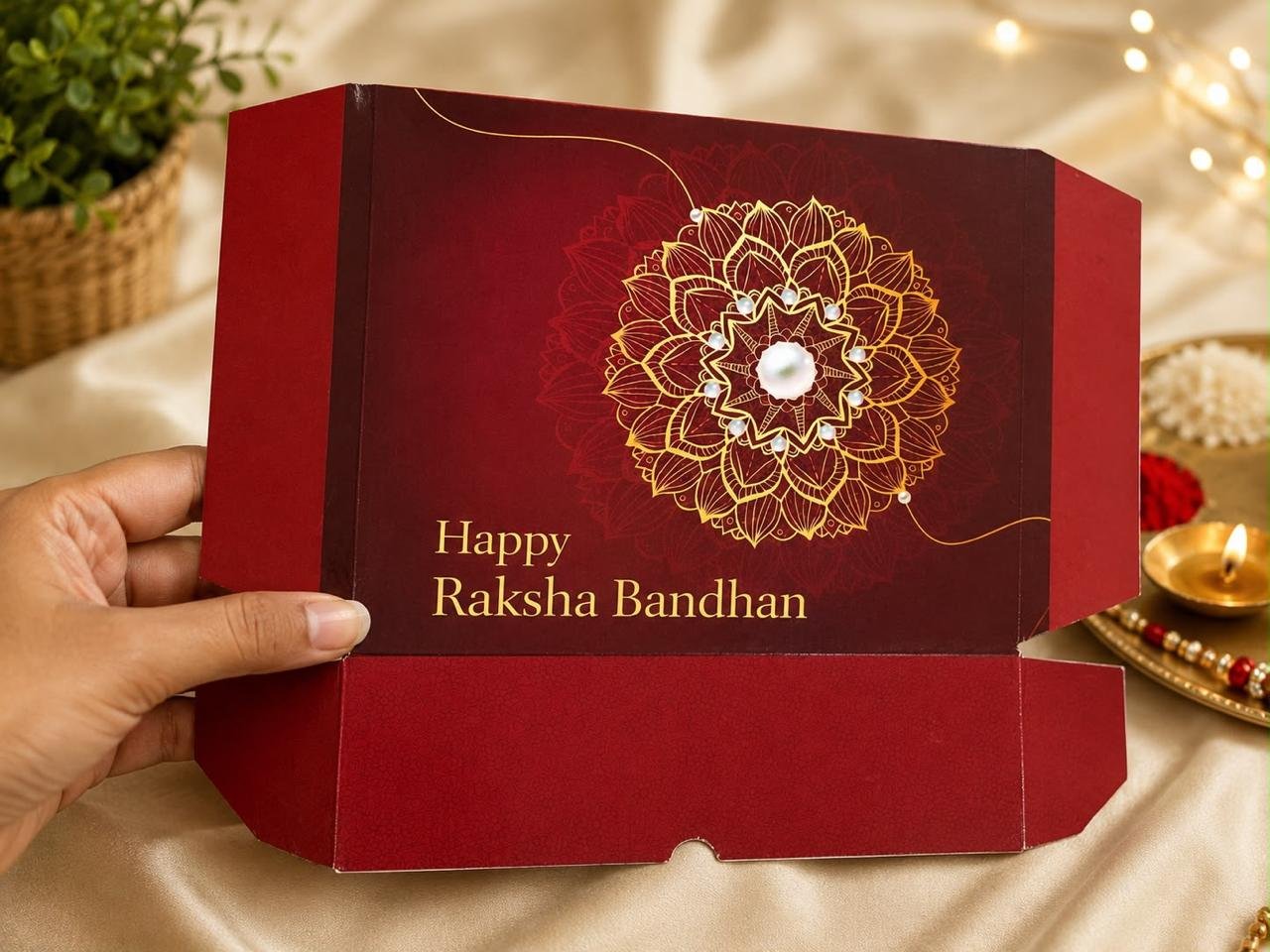 Personalised Rakhi Combo for Brother with Name – Pen, Royal Blue Wallet, Photo Frame, Bro Rakhi & Rope Name Bottle in Premium Box - Image 2