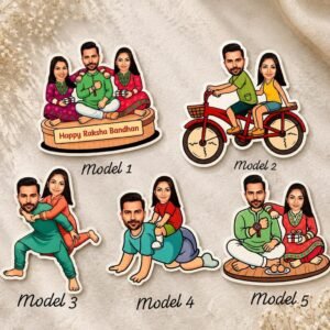 Personalised Caricature Photo Fridge Magnet – Custom Cartoon Magnet in Sublimation MDF (3–5 inch) | 5 Models | Gift Box