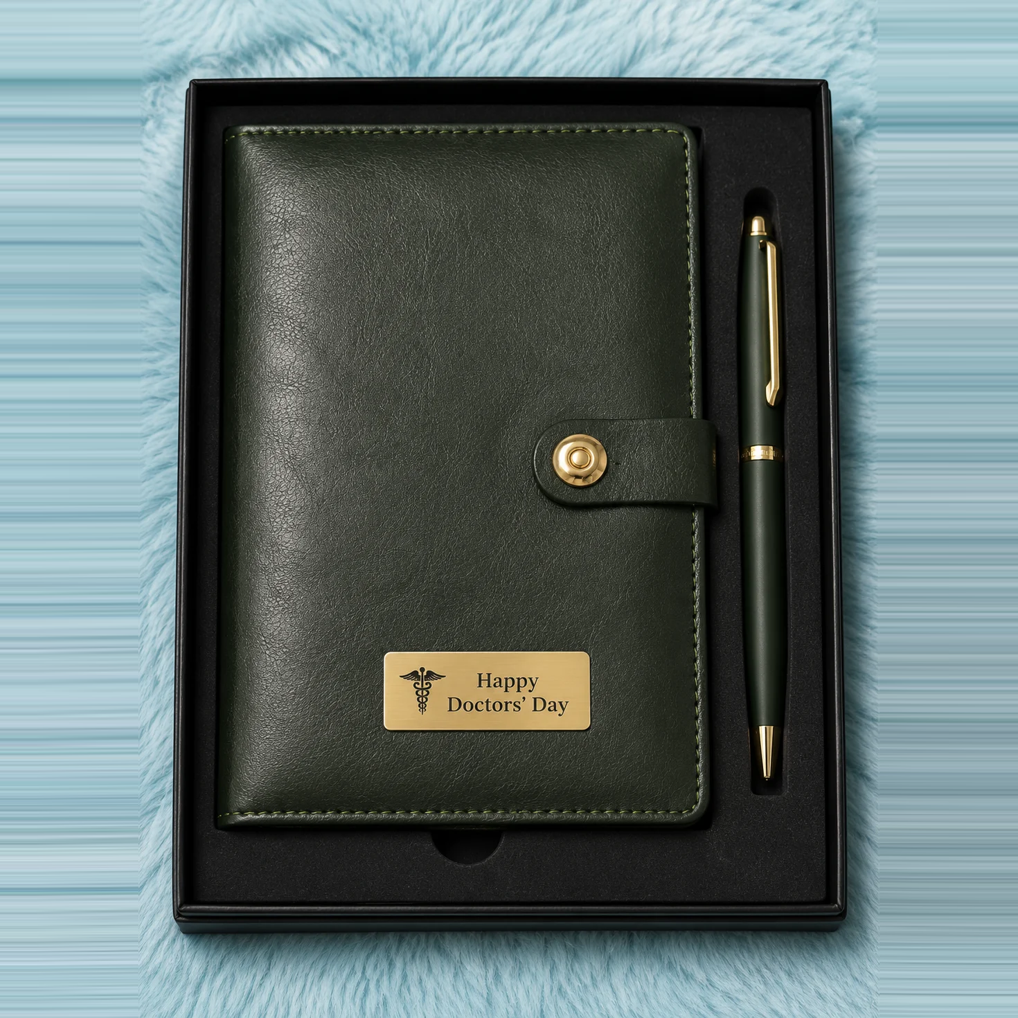 Personalised Doctors' Day Leather Diary & Pen Set (Green)