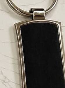 Personalised Rectangle Metal Logo Keychain (Black Insert) — Corporate Bulk Gift