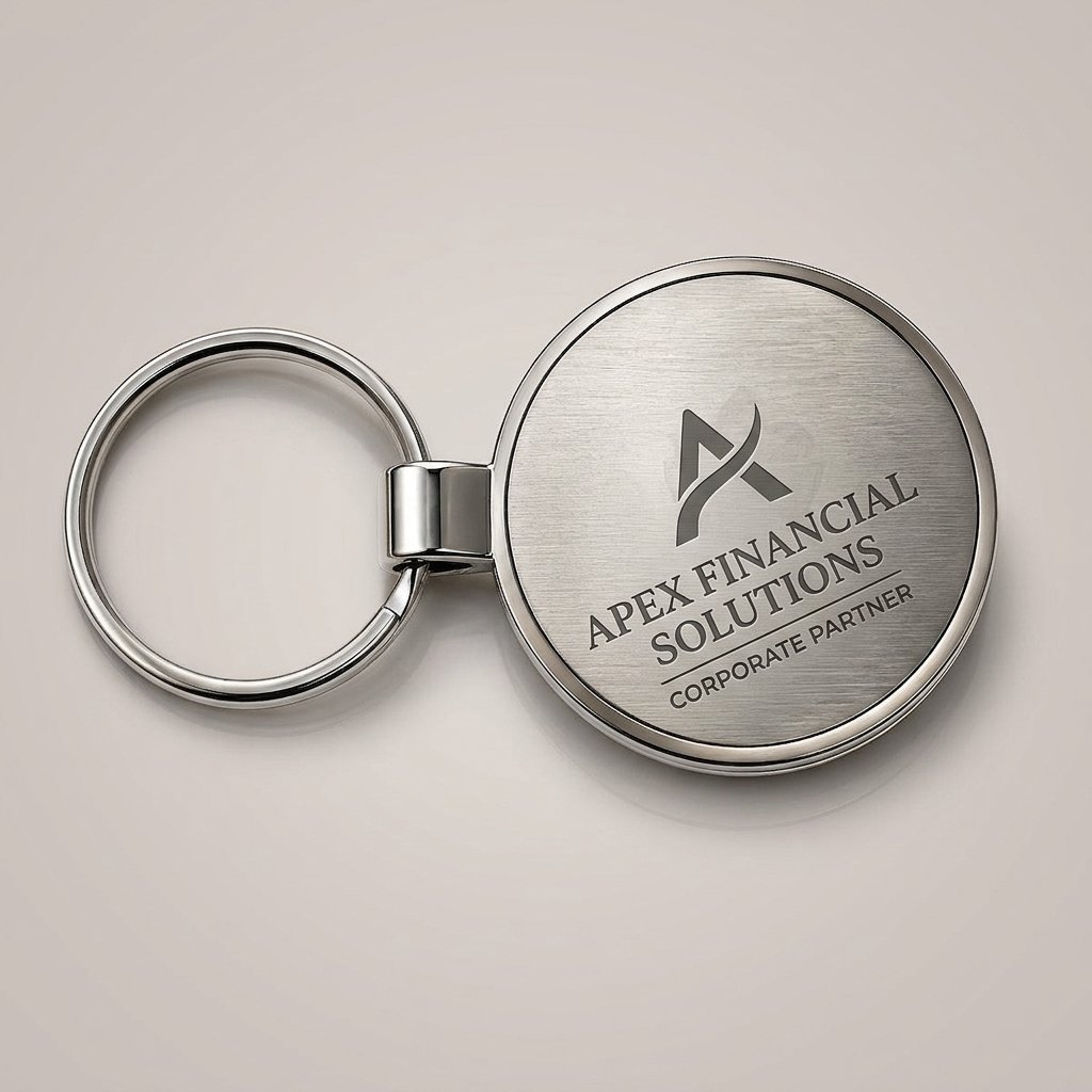 Personalised Round Metal Logo Keychain — Corporate Bulk Gift — gift-ready presentation suitable for special occasions
