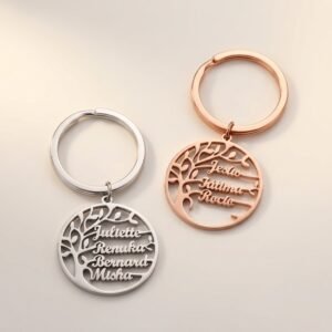 Personalized Family Tree Keychain with 4 Names — gift-ready presentation suitable for special occasions