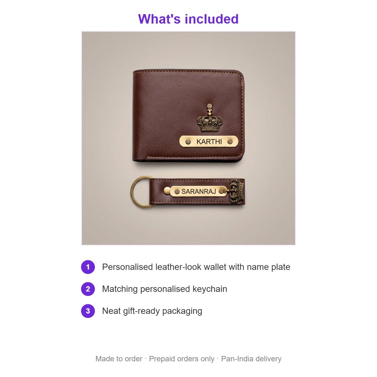 Personalised Men's Wallet & Keychain Combo – Custom Name Engraved | Birthday Anniversary Valentine Rakhi Gift for Husband Boyfriend Brother - Image 2