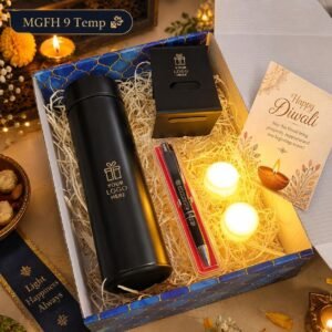 Diwali Gift Hamper – Temperature Display Bottle, Mobile Stand & Pen Set