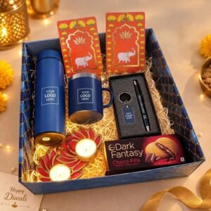 Diwali Corporate Hamper – Insulated Bottle, Mug, Pen & Keychain Gift Set — gift-ready presentation suitable for special occasions