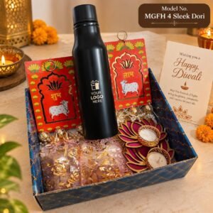 Diwali Gift Hamper – Sleek Steel Bottle with Dry Fruits & Diwali Wall Hanging