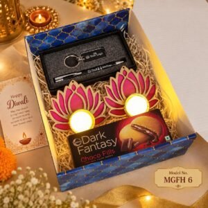 Diwali Gift Hamper – Pen & Keychain Gift Box with Candles