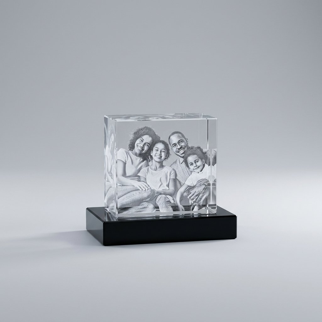 DRAFT REF - 3618 crystal cube — lifestyle photo in real gifting setting