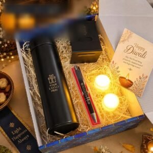 Diwali Gift Hamper – Temperature Display Bottle, Mobile Stand & Pen Set
