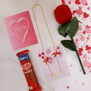 Personalised name pendant, ring and rose box Valentine gift hamper - clean hero shot