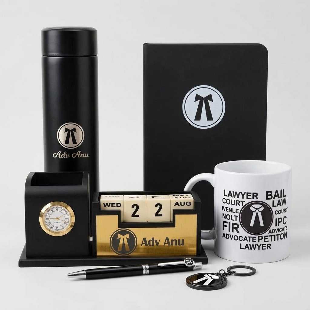 Personalised Advocate Desk Combo – Diary, Pen Stand, Bottle, Mug & Keychain — gift-ready presentation suitable for special occasions