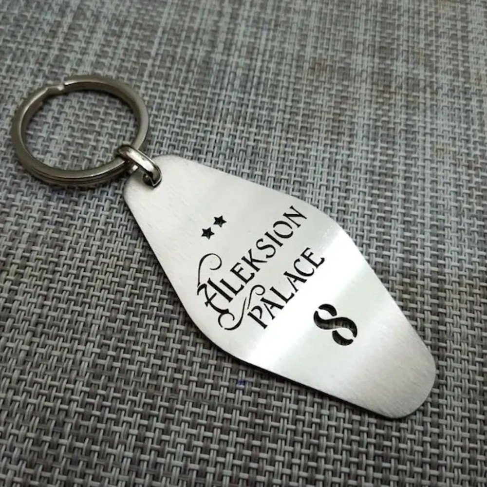 Stainless steel hotel key tag keychain engraved with name and number 8