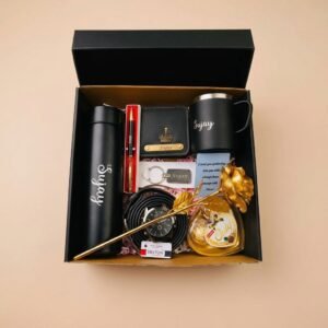 Personalised Men's Bottle, Perfume, Wallet, Watch & Rose Gift Hamper — gift-ready presentation suitable for special occasions