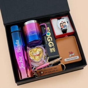Personalised Rainbow Bottle, Perfume, Wallet & Belt Men's Hamper — gift-ready presentation suitable for special occasions