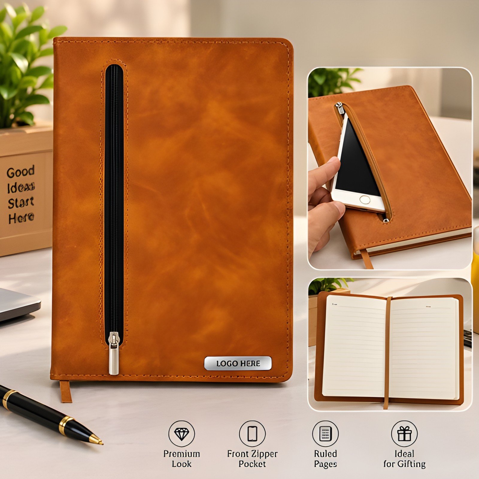 Customised Notebook with Name – Tan